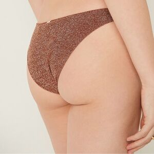 NWT PINK Shimmer Brazilian Bikini Bottom - Soft Cappucino